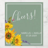 Sonnenblumen auf dem Label "Green Wedding Wine Lab Weinetikett (Einzelnes Label)