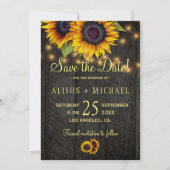 Sonnenblumen auf dem Lande Holzblumen druckbare Ho Save The Date (Vorderseite)