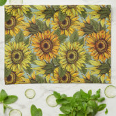 Sonnenblumen auf dem Schlachtfeld Foliage Orange Y Geschirrtuch (Gefaltet)