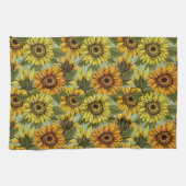 Sonnenblumen auf dem Schlachtfeld Foliage Orange Y Geschirrtuch (Horizontal)