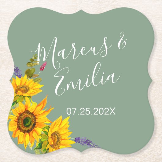 Sonnenblumen auf dem Untersetzer des Grünbuchs (Vorderseite)