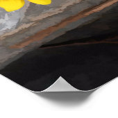 Sonnenblumen auf den Baumkronen Braun Gelb Vintage Poster (Ecke)