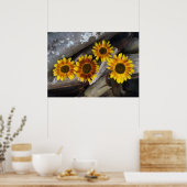 Sonnenblumen auf den Baumkronen Braun Gelb Vintage Poster (Küche)