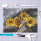 Sonnenblumen auf den Baumkronen Braun Gelb Vintage Seidenpapier (Handwerk)