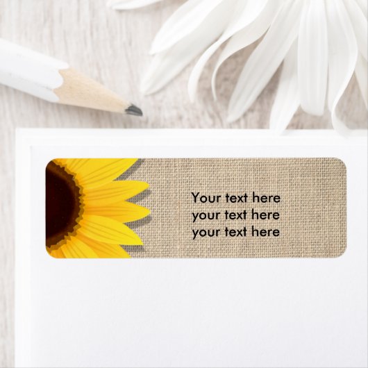 Sonnenblumen auf den burlap-Rustic-Länderadressen- (Insitu)