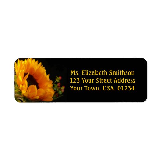 Sonnenblumen auf den Mailing-Labels der schwarzen (Vorne)