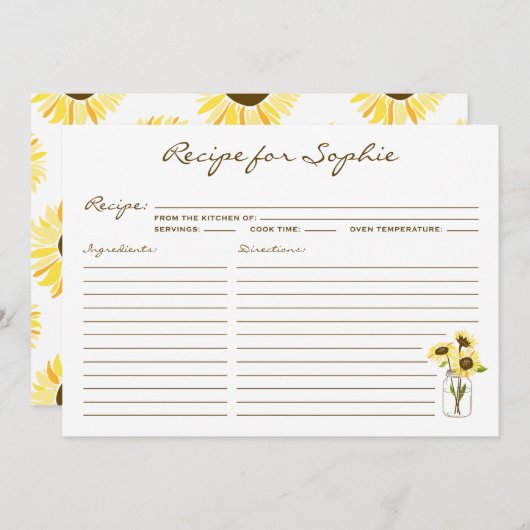 Sonnenblumen auf der Personalisierten Rezeptionska (Vorne/Hinten)