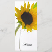 Sonnenblumen auf der Speisekarte der White Wedding Menükarte (Vorderseite)