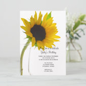 Sonnenblumen auf der White Birthday Party Einladung (Stehend Vorderseite)