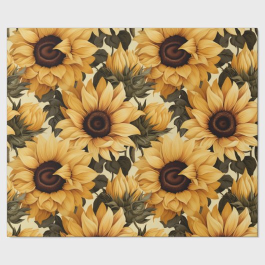 Sonnenblumen auf einem blassen Hintergrund Kontinu Geschenkpapier (Saum)