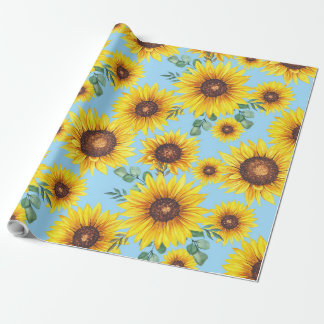 Sonnenblumen auf einem blauen Himmelshintergrund Geschenkpapier