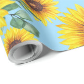 Sonnenblumen auf einem blauen Himmelshintergrund Geschenkpapier (Rolleneckpunkt)