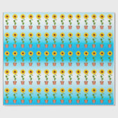 Sonnenblumen auf einem blauen Steigungs-Packpapier Geschenkpapier (Flach)