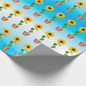 Sonnenblumen auf einem blauen Steigungs-Packpapier Geschenkpapier (Ecke)