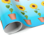 Sonnenblumen auf einem blauen Steigungs-Packpapier Geschenkpapier (Rolleneckpunkt)