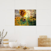 Sonnenblumen auf einem Feld - Poster (Küche)