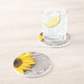 Sonnenblumen auf einem Holztisch Untersetzer (Seite)