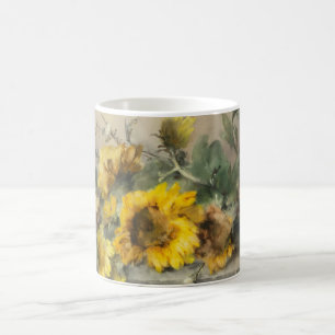 Sonnenblumen auf einem steinernen Vorsprung von Ro Kaffeetasse