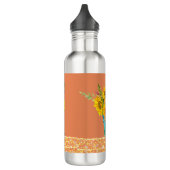 Sonnenblumen auf einer orangen Wasserflasche im Hi Edelstahlflasche (Links)