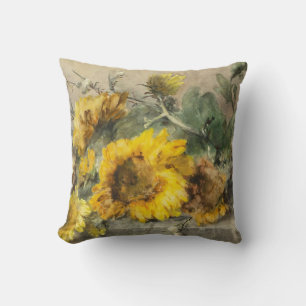 Sonnenblumen auf einer Steinkante von Roosenboom Kissen
