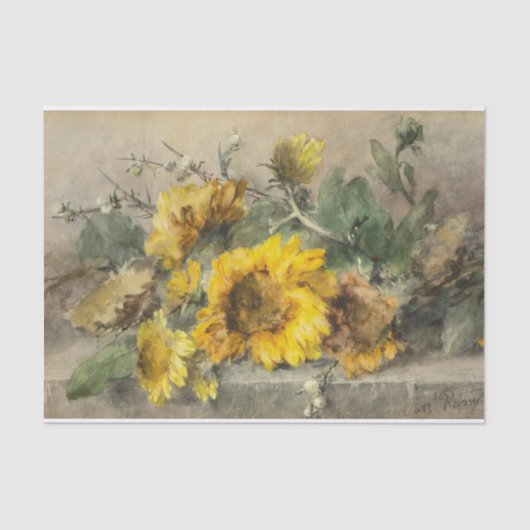 Sonnenblumen auf einer Steinkante von Roosenboom Seidenpapier (Vorderseite)