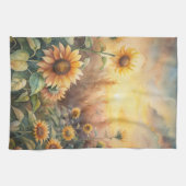 Sonnenblumen auf einer Wiese Geschirrtuch (Horizontal)