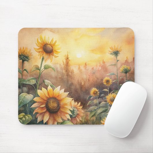 Sonnenblumen auf einer Wiese Mousepad (Mit Mouse)
