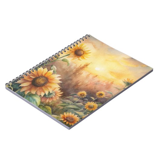 Sonnenblumen auf einer Wiese Notizblock (Linke Seite)