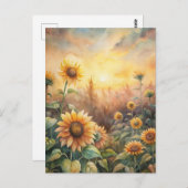 Sonnenblumen auf einer Wiese Postkarte (Vorne/Hinten)