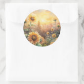 Sonnenblumen auf einer Wiese Runder Aufkleber (Tasche)