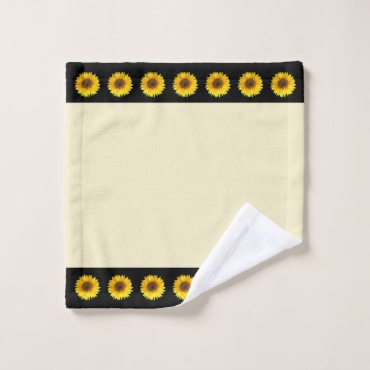 Sonnenblumen auf Elfenbein und Schwarzbadehandtuch Badhandtuch Set (Waschlappen)