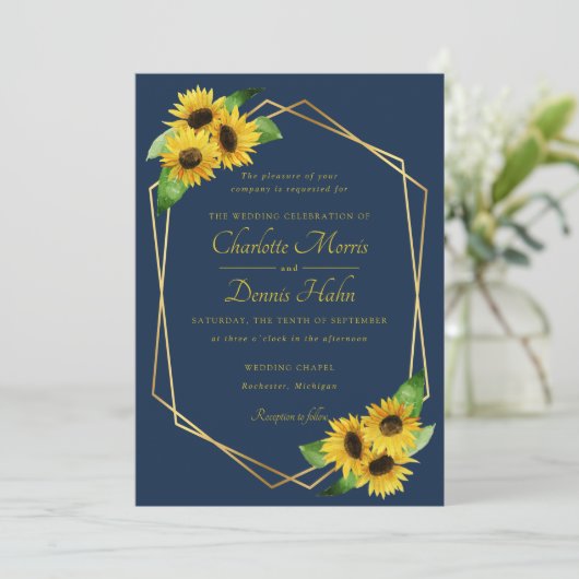 Sonnenblumen auf Hochzeitsreise Einladung (Stehend Vorderseite)