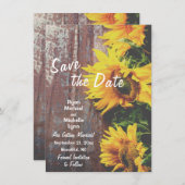 Sonnenblumen auf Holz Rustikale Save the Date Hoch Einladung (Vorne/Hinten)