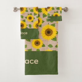 Sonnenblumen auf Jute Badhandtuch Set