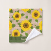 Sonnenblumen auf Jute Badhandtuch Set (Waschlappen)