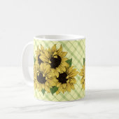 Sonnenblumen auf Karierten Tasse Cups (Vorderseite Links)