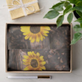 Sonnenblumen auf Logs Braun Gelb Vintag rustikal Seidenpapier (Geschenk)
