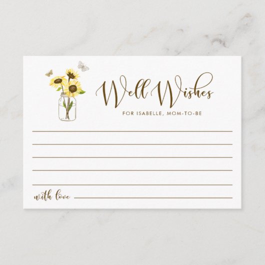 Sonnenblumen auf Mason Jar Brunnen will Mama sein Hinweiskarte (Vorderseite)