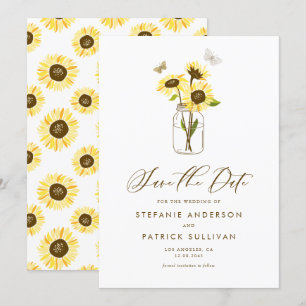Sonnenblumen auf Mason Jar Save-the-Date-Ankündigu Einladung