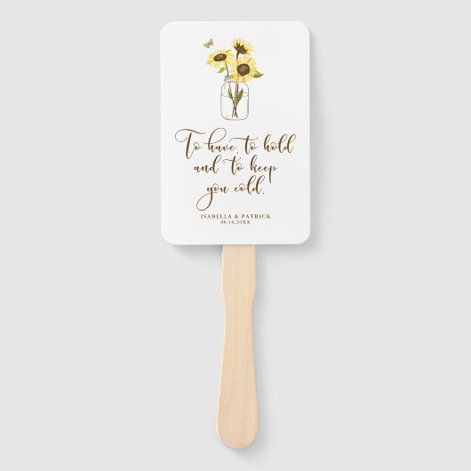 Sonnenblumen auf Mason Jar, um Ihnen kalte Hochzei Fächer (Vorderseite)