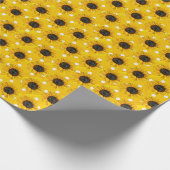 Sonnenblumen auf Polka-Punkten Geschenkpapier (Ecke)
