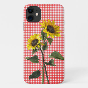 Sonnenblumen auf rotem Gingham Case-Mate iPhone Hülle