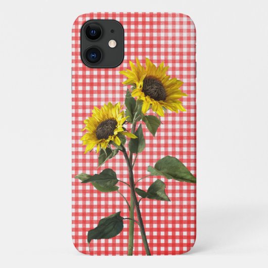 Sonnenblumen auf rotem Gingham Case-Mate iPhone Hülle (Rückseite)