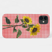 Sonnenblumen auf rotem Gingham Case-Mate iPhone Hülle (Rückseite (Horizontal))