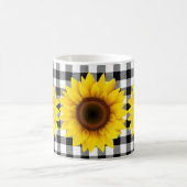 Sonnenblumen auf Schwarz-weißem Gingham Kaffeetasse (Mittel)