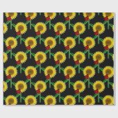Sonnenblumen auf schwarzem Decoupage Handwerkspapi Geschenkpapier (Flach)