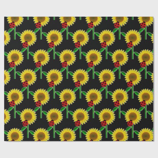 Sonnenblumen auf schwarzem Decoupage Handwerkspapi Geschenkpapier (Flach)