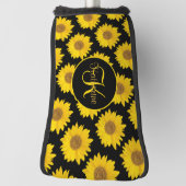 Sonnenblumen auf Schwarzer Monogram-Blüte Golf Headcover (Rotieren 90)