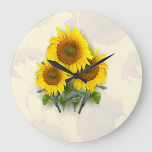 Sonnenblumen auf Sonnenblumen Große Wanduhr