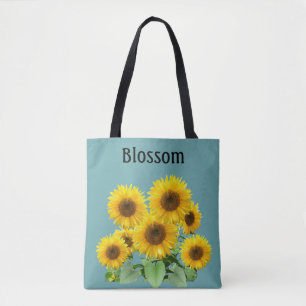 Sonnenblumen auf Türkis erblühen Tasche